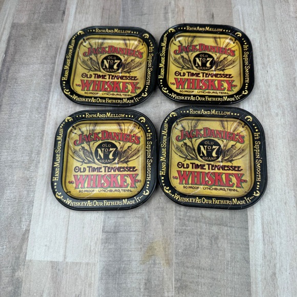 Jack Daniels Metal Coasters Lot of 4 3"x3" - Picture 1 of 3
